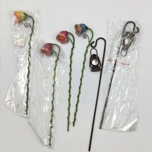 Fairy Garden 6 Flower Street Lamps Hanging Lanterns Lights Pot Decor Miniatures